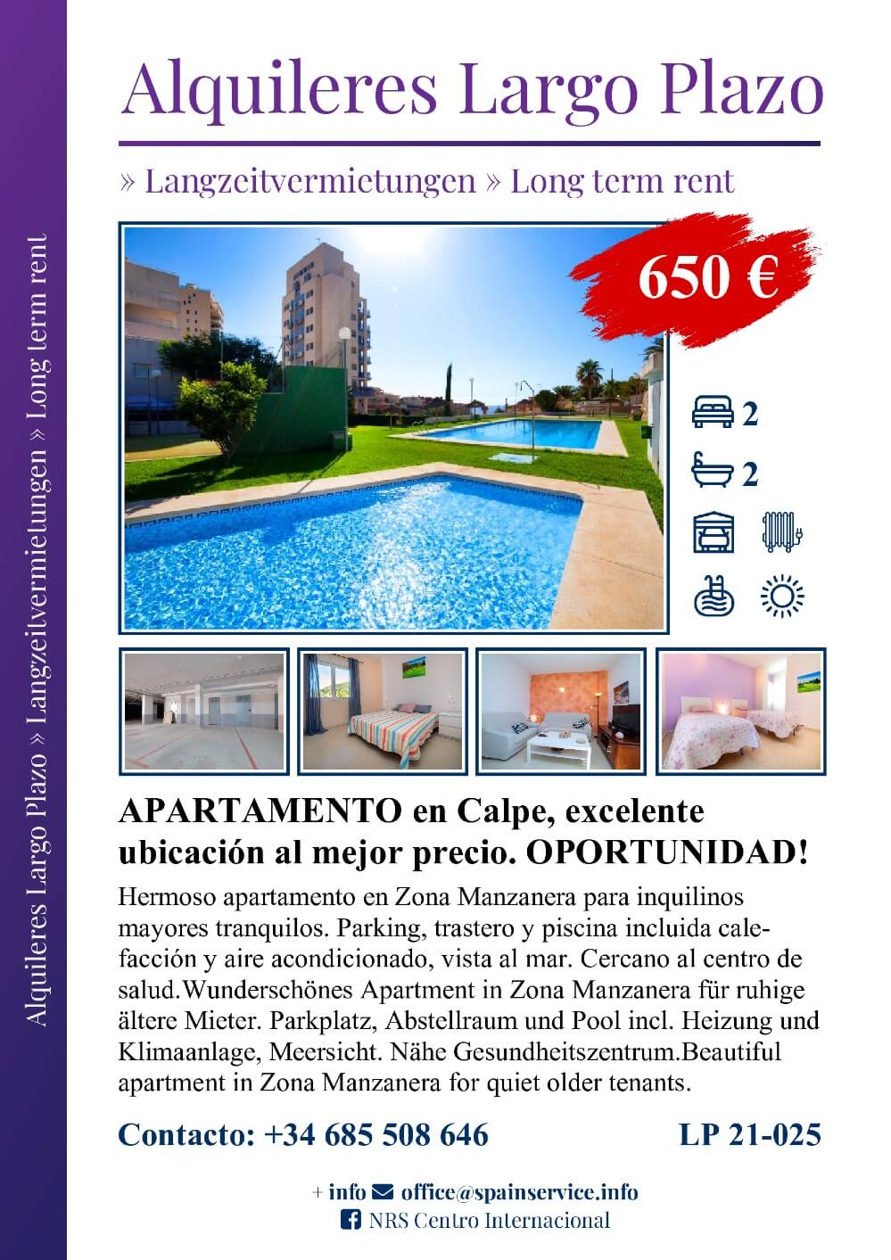 Alquiler de Largo Plazo en Calpe - LP 21-005 Alamo