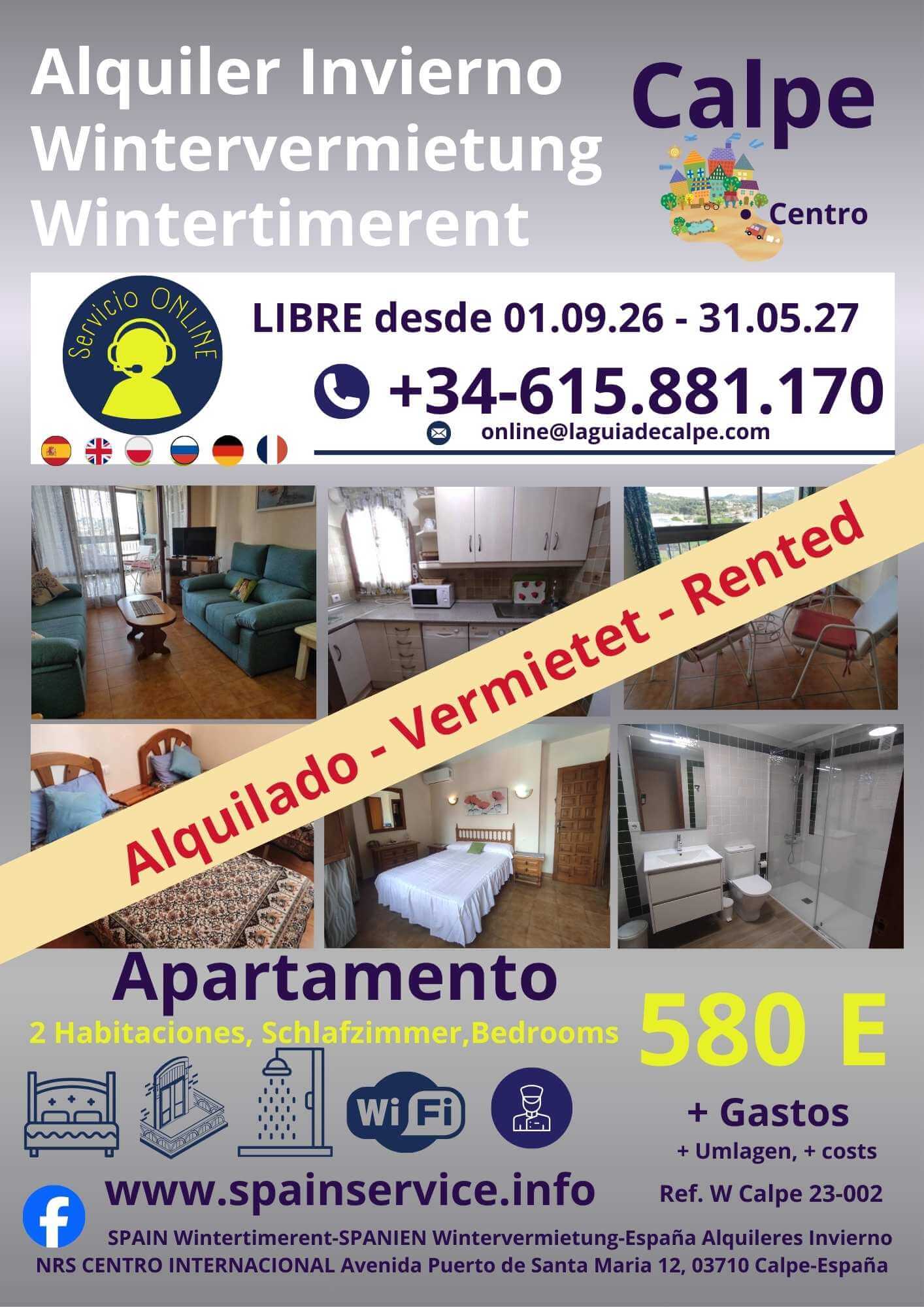 W 23-002 Alquiler de Invierno en Calpe