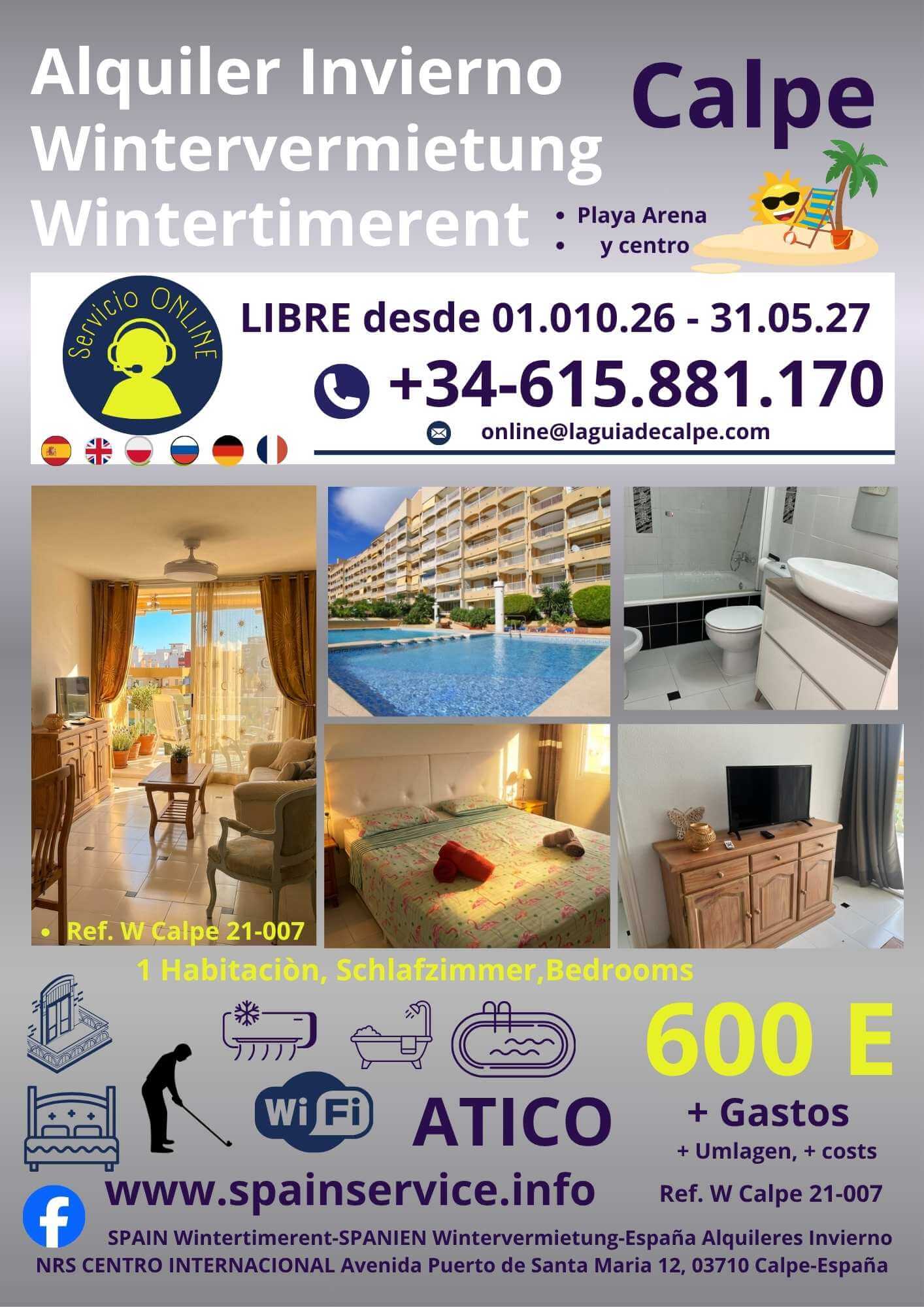 W 23-002 Alquiler de Invierno en Calpe