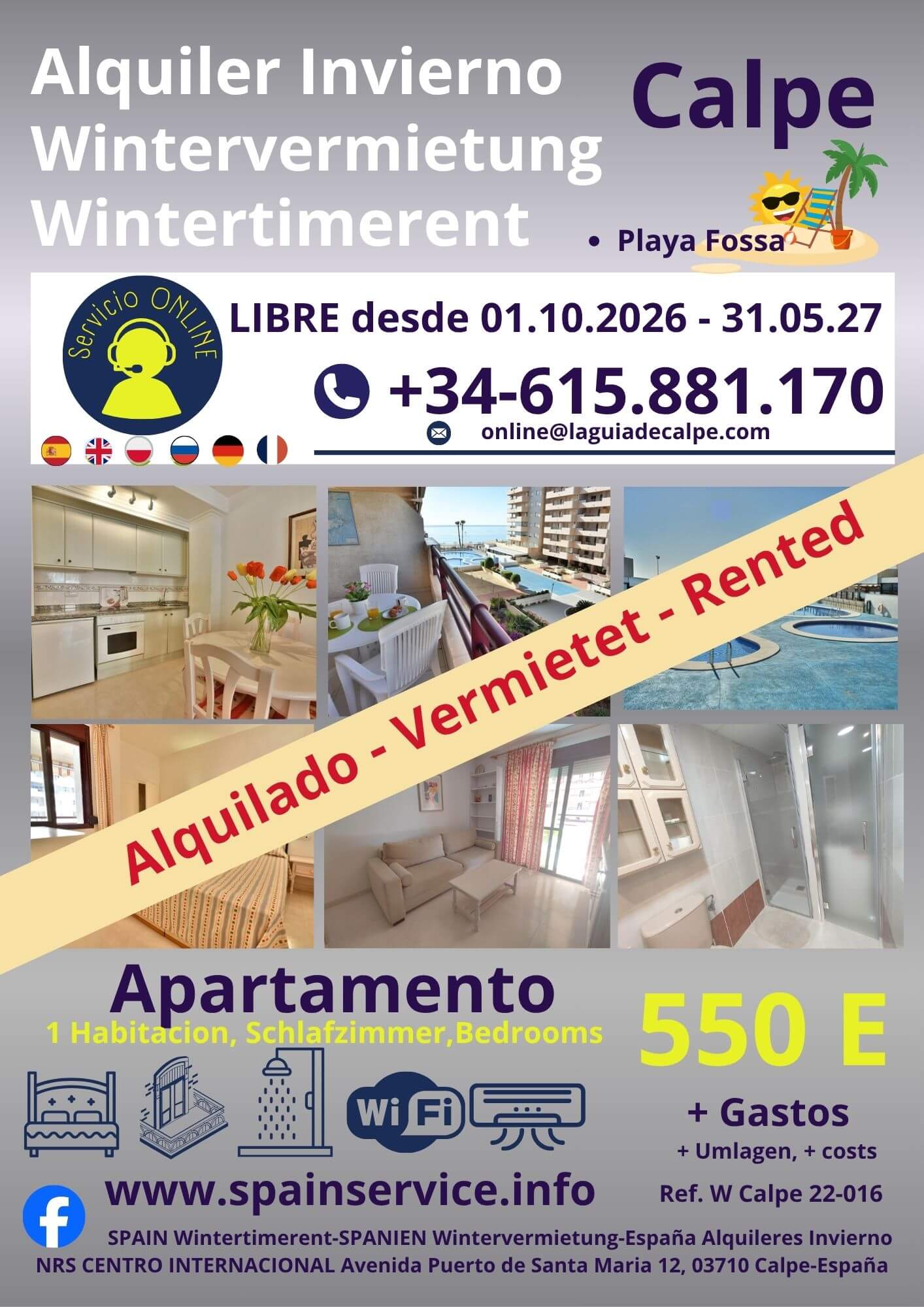 W 22-016 Alquiler de Invierno en Calpe